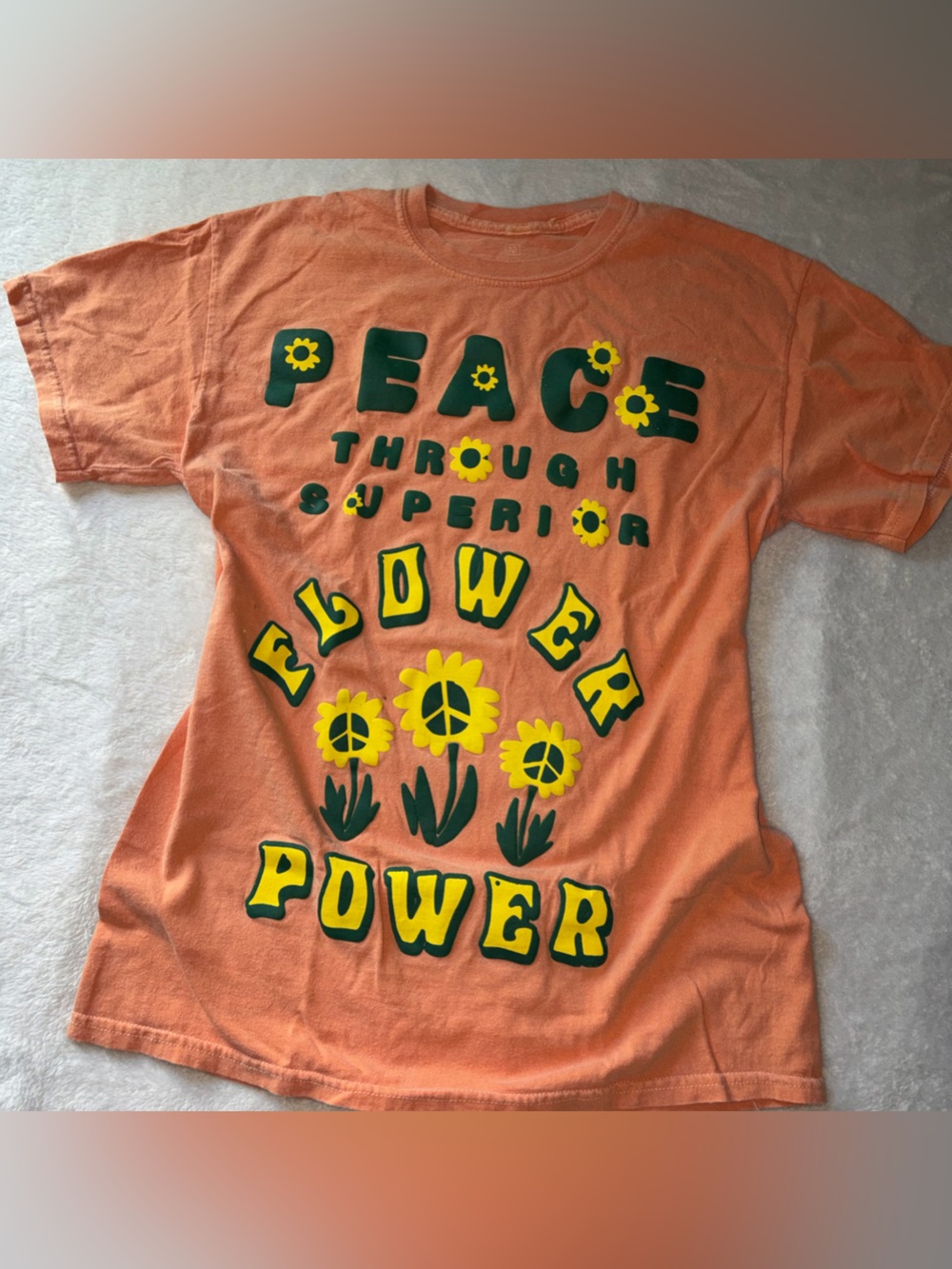 Orange "Peace Flower Power" Graphic Tee